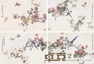刘鸿尧 2005年作 花鸟（四帧） 镜心 43.5×63.5cm×4